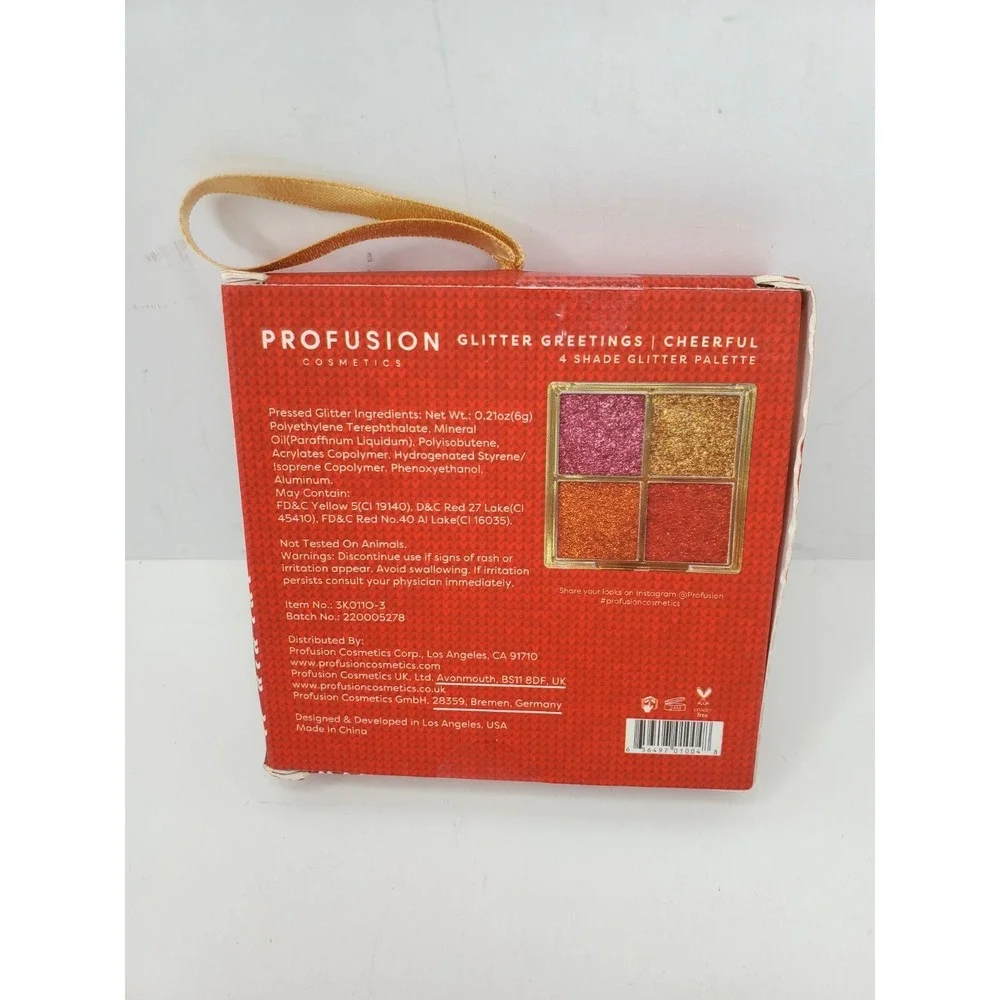 New Profusion Cosmetics Glitter Greetings Cheerful 4 Shades Eyeshadow‎ Palette